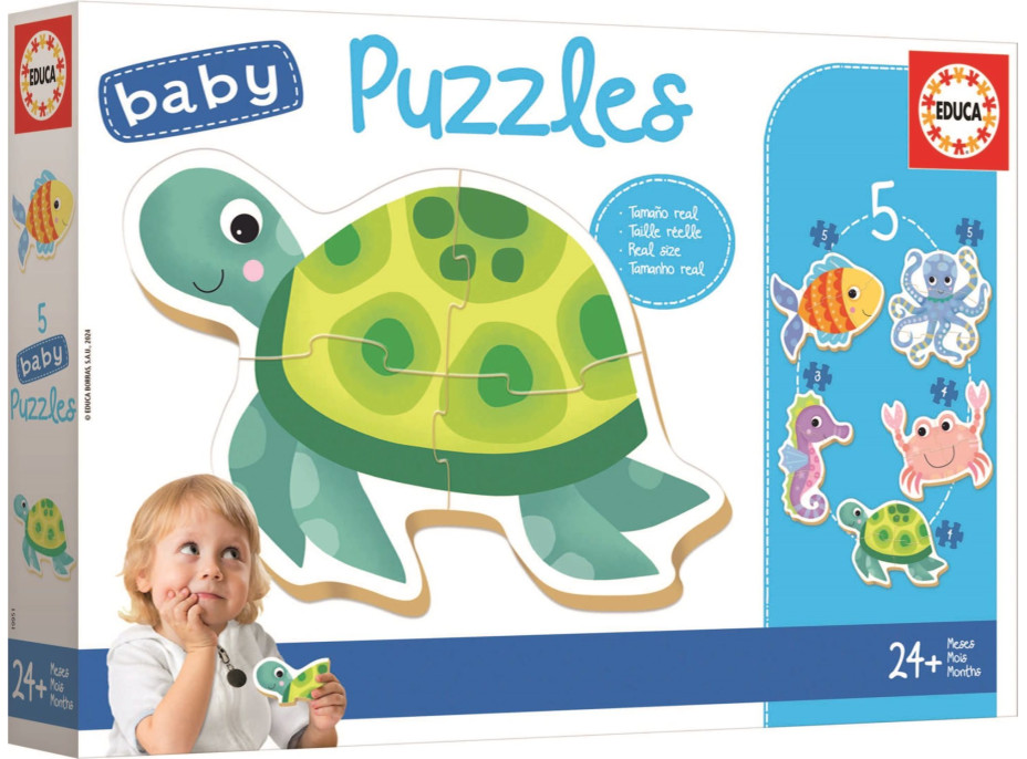 EDUCA Baby puzzle Vodní zvířata 5v1 (3-5 dílků)