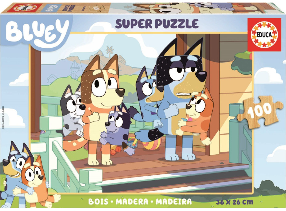 EDUCA Dřevěné puzzle Bluey 100 dílků