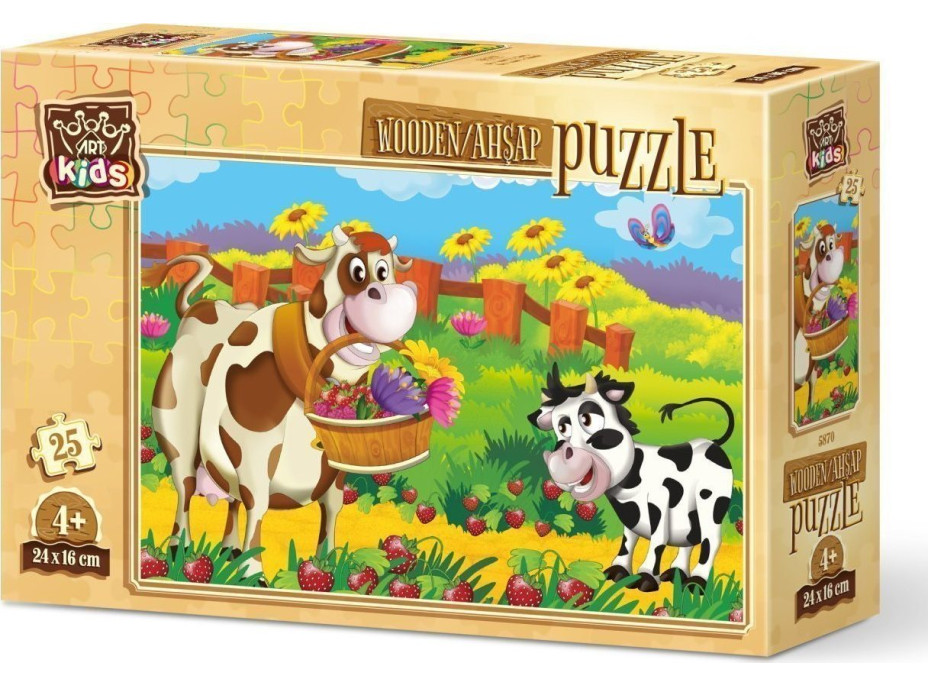 ART PUZZLE Dřevěné puzzle Kravička s květinami 25 dílků