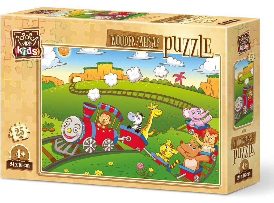 ART PUZZLE Dřevěné puzzle Zvířecí vláček 25 dílků