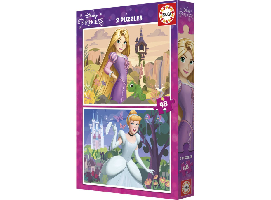 EDUCA Puzzle Disney princezny: Locika a Popelka 2x48 dílků