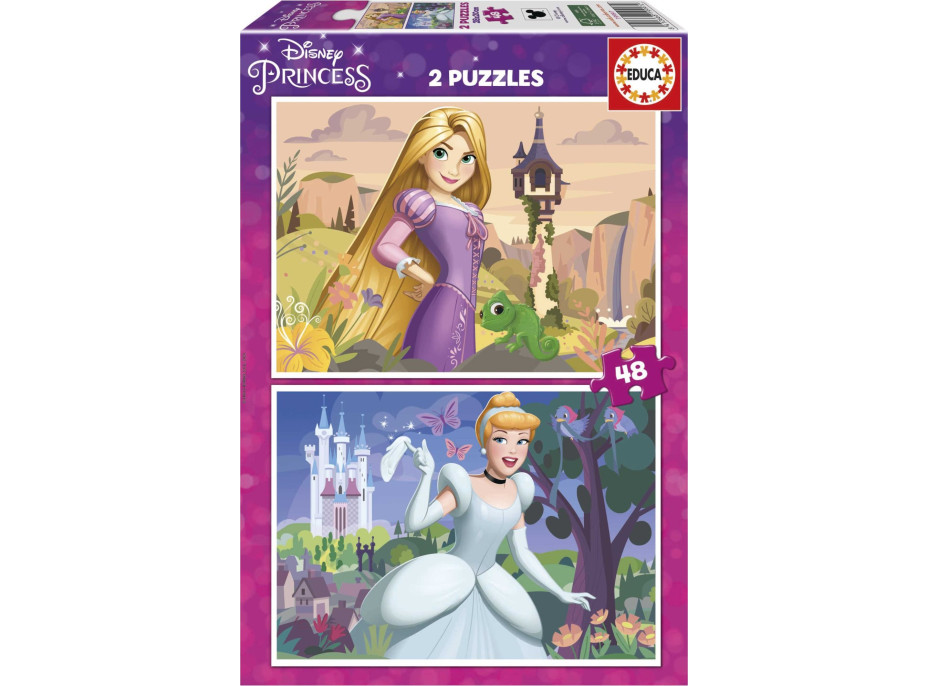 EDUCA Puzzle Disney princezny: Locika a Popelka 2x48 dílků