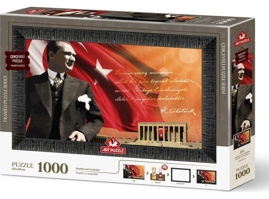 ART PUZZLE Puzzle s rámem a lepidlem 3v1 Atatürk a Anitkabir 1000 dílků