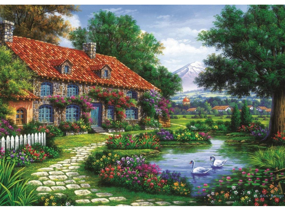 ART PUZZLE Puzzle Zahrada s labutěmi 1500 dílků