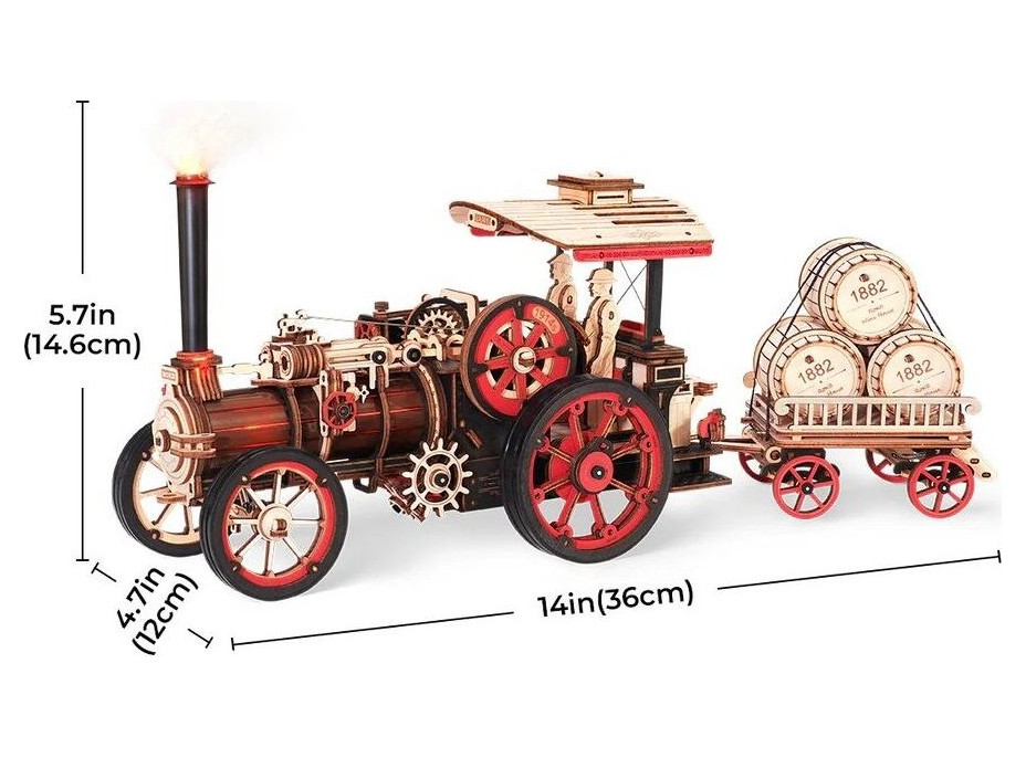 ROBOTIME Rokr 3D dřevěné puzzle Parní stroj 469 dílků