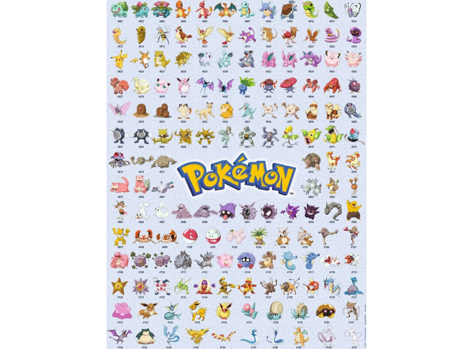 RAVENSBURGER Puzzle Pokémon: Prvních 151 pokémonů 500 dílků