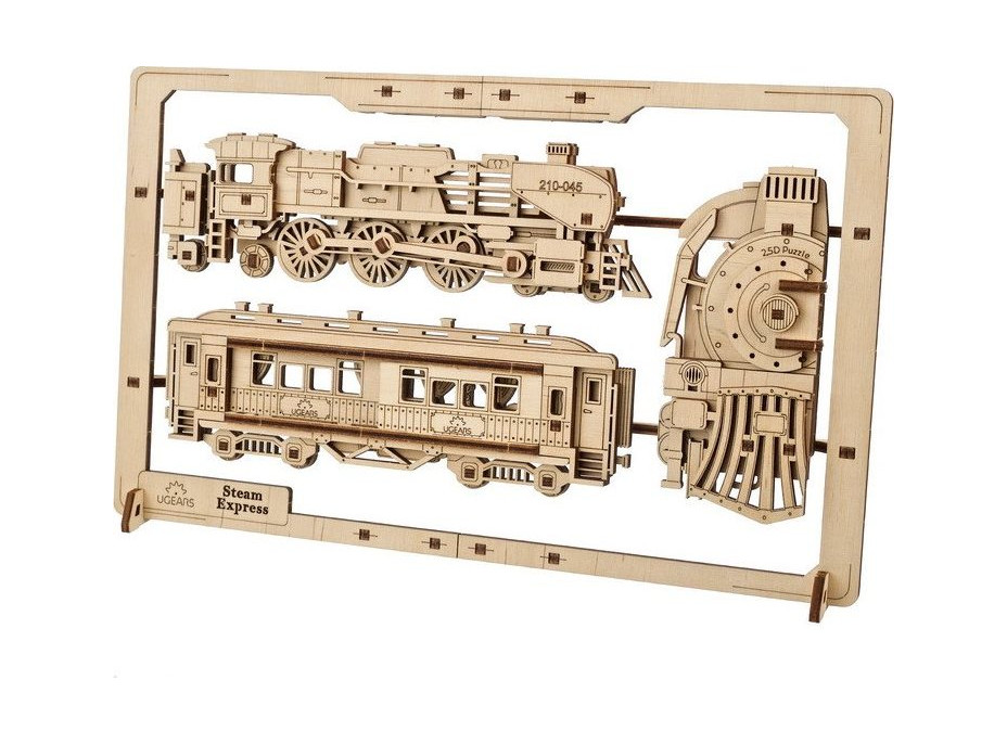 UGEARS 3D puzzle Parní Express 2,5D 79 dílků