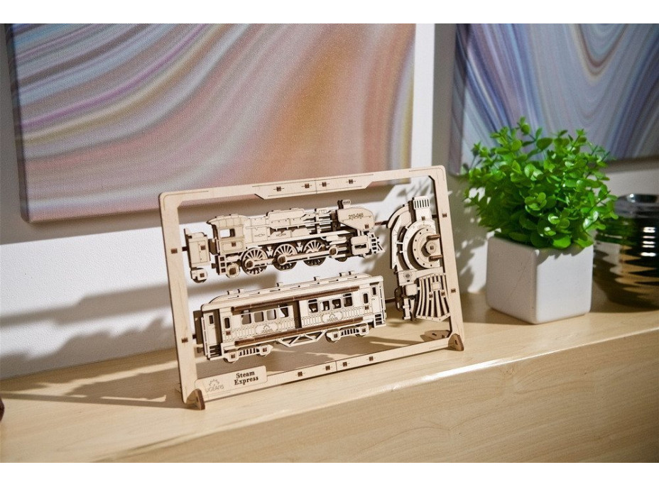 UGEARS 3D puzzle Parní Express 2,5D 79 dílků