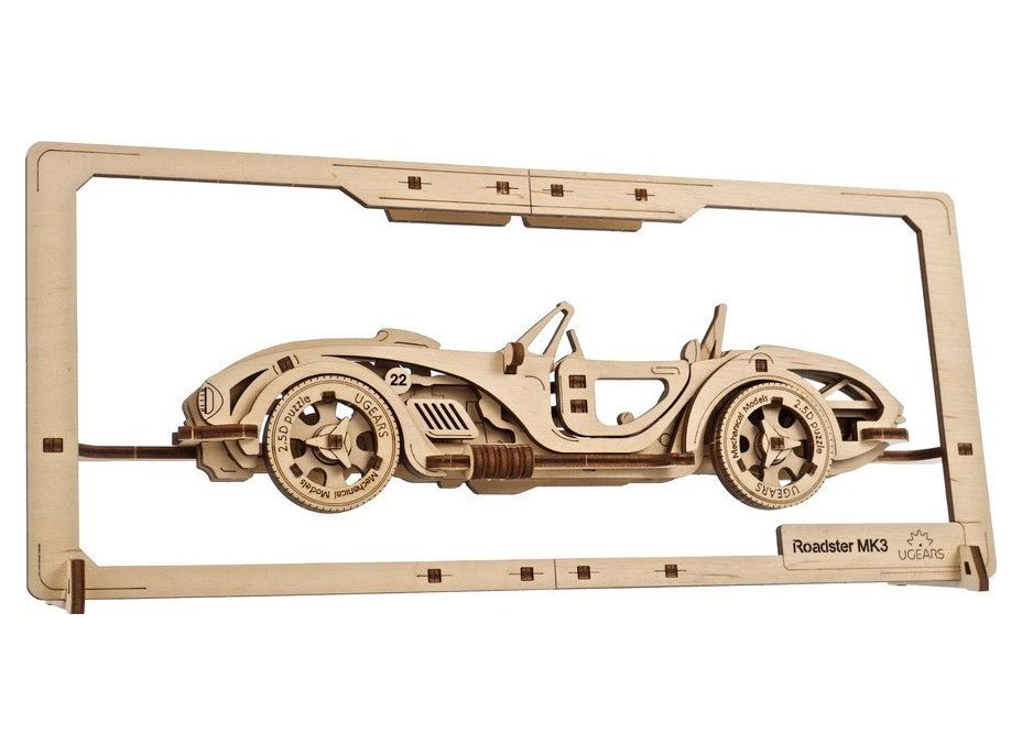 UGEARS 3D puzzle Roadster MK3 2,5D 62 dílků