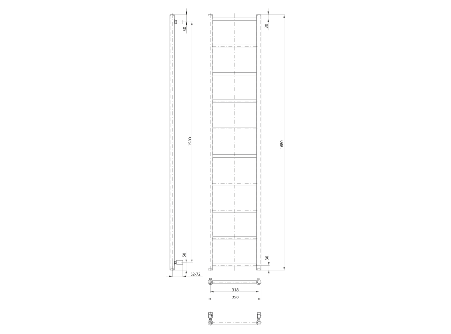 Sapho DINA otopné těleso 350x1680mm, bílá IR378TW