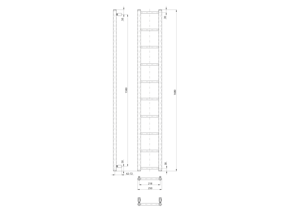 Sapho DINA otopné těleso 250x1680mm, černá mat IR377TB