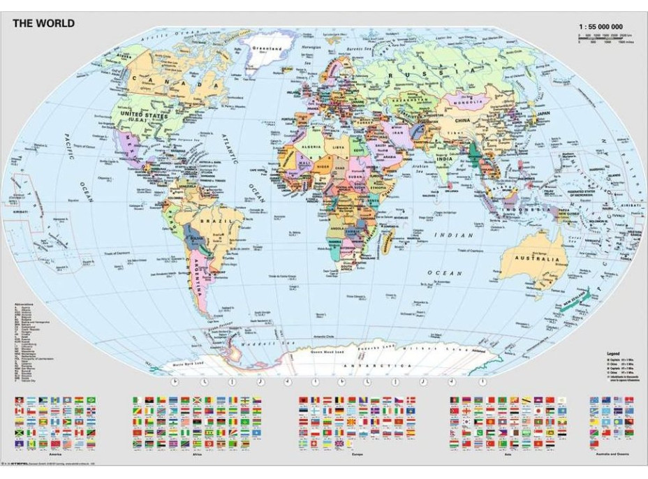 RAVENSBURGER Puzzle Politická mapa světa 1000 dílků