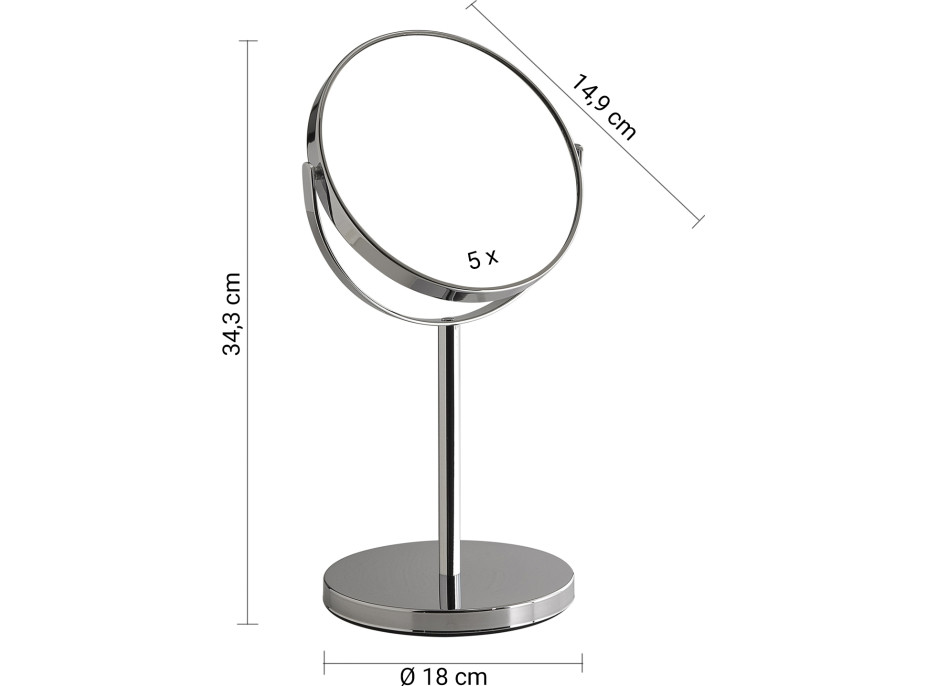 Gedy ANNA kosmetické zrcátko na postavení, Ø 163mm, oboustranné, chrom 211213