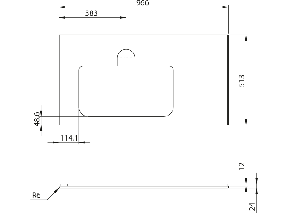 Sapho BRAHEA deska rockstone s otvorem 96, 6x51, 5cm, levá, bílá mat BT097-0101-L