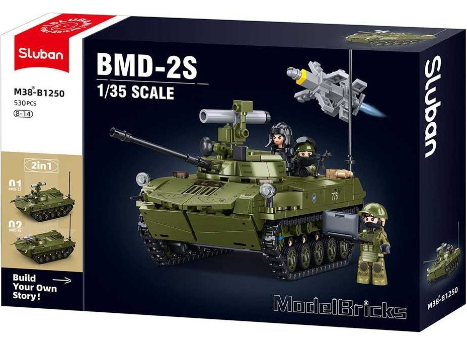 Sluban Model Bricks M38-B1250 Tank BMD-2S v měřítku 1:35