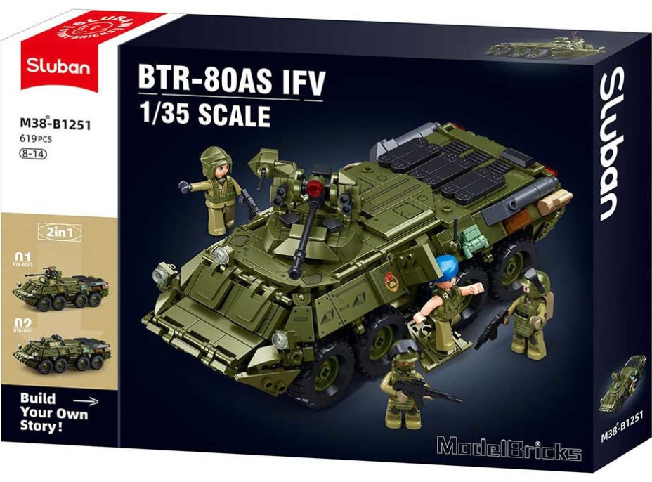 Sluban Model Bricks M38-B1251 Tank BTR-80AS IFV v měřítku 1:35