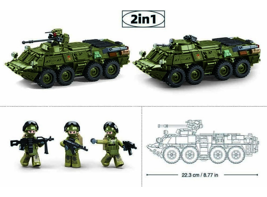 Sluban Model Bricks M38-B1251 Tank BTR-80AS IFV v měřítku 1:35