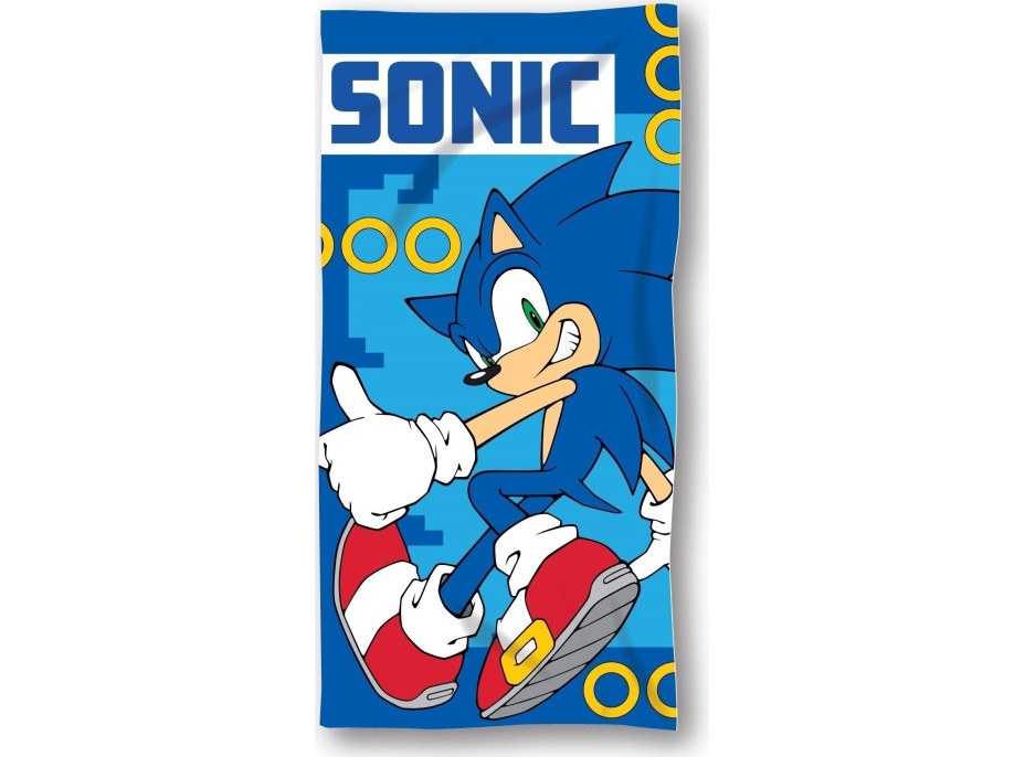 Bavlněná osuška Ježek Sonic - modrá - 70x140 cm