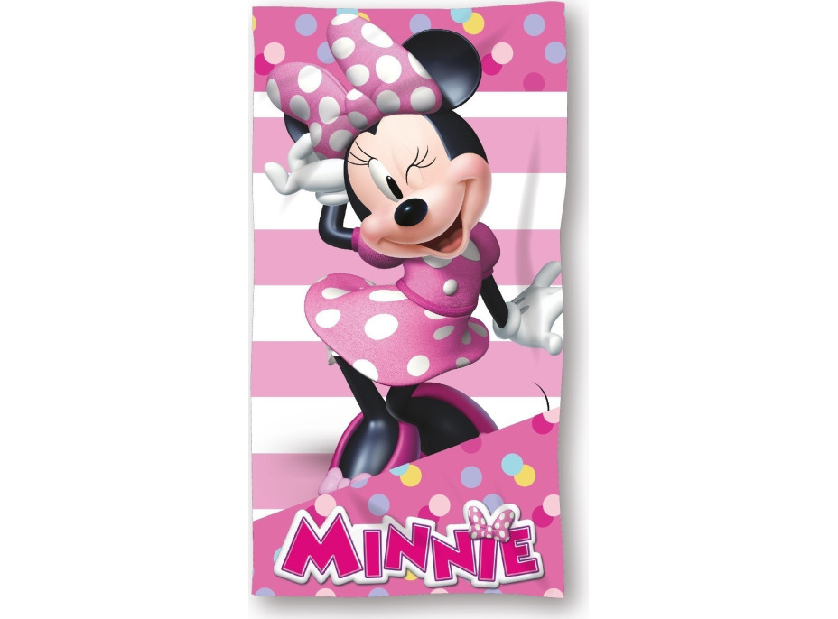 Bavlněná osuška Myška Minnie - růžová - 70x140 cm