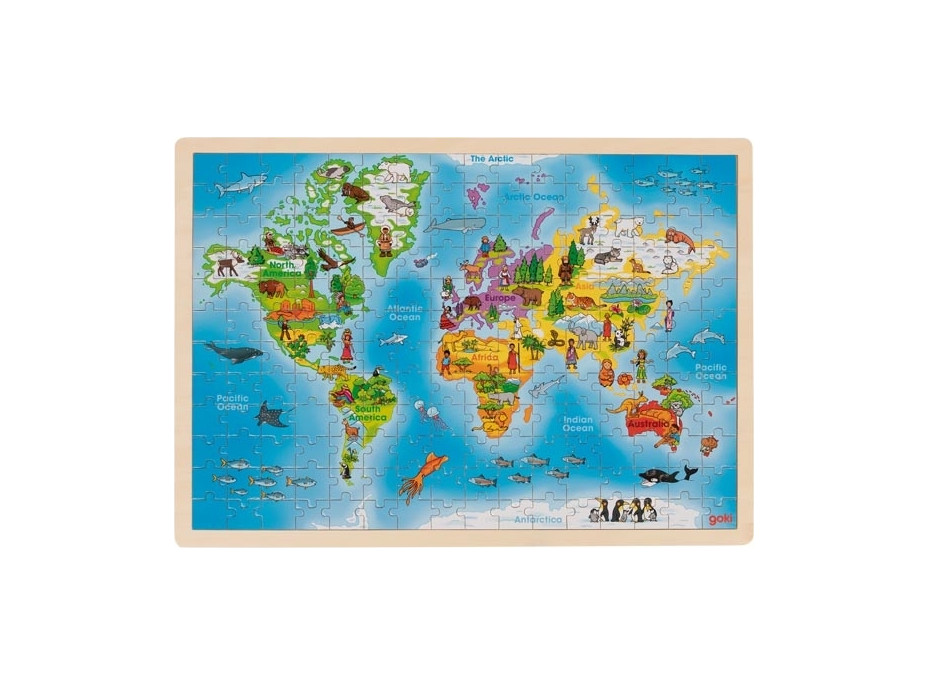 Goki Dřevěné puzzle Mapa světa