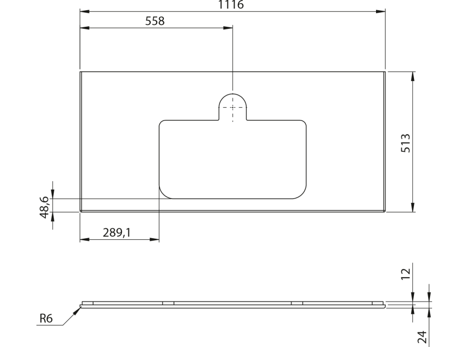 Sapho BRAHEA deska rockstone s otvorem 111, 6x51, 5cm, bílá mat BT112-0101