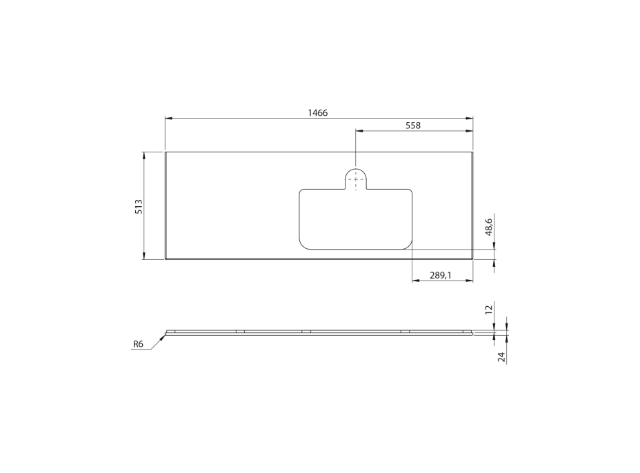 Sapho BRAHEA deska rockstone s otvorem 146, 6x51, 5cm, pravá, bílá mat BT147-0101-R