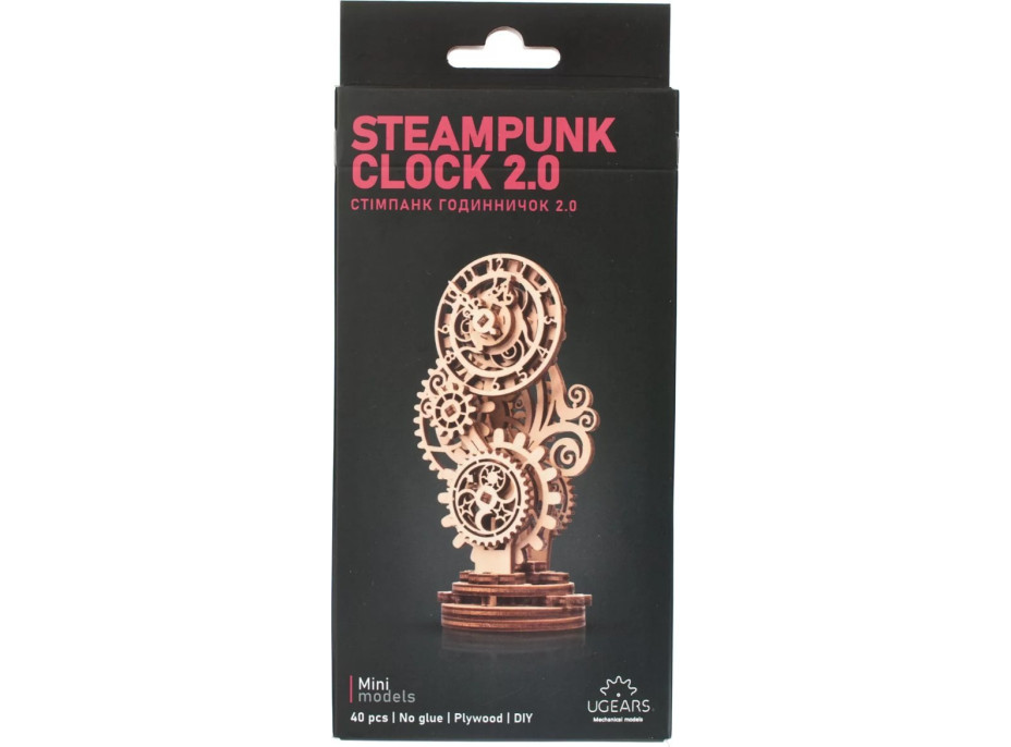 UGEARS 3D puzzle Steampunkové hodiny 2.0, 40 dílků