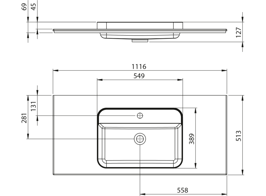 Sapho BRAHEA umyvadlo 111, 6x51, 5cm, rockstone, bílá mat BT112