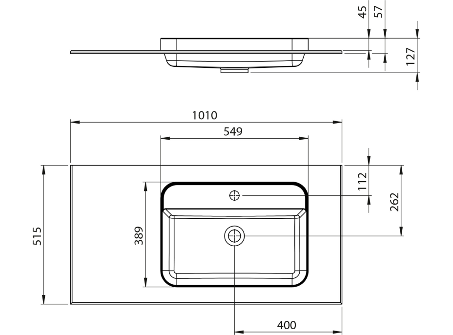 Sapho BRAHEA umyvadlo 101x51, 5cm (20+80cm), pravé, bílá mat BL101-80R