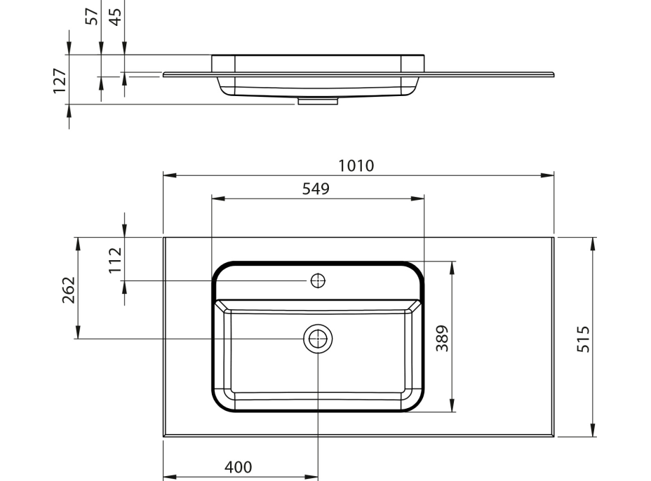 Sapho BRAHEA umyvadlo 101x51, 5cm, (80+20cm) levé, bílá mat BL101-80L