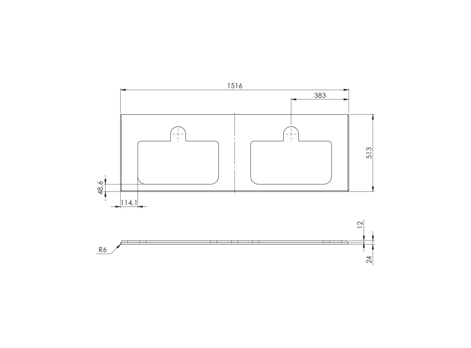 Sapho BRAHEA deska rockstone se 2 otvory 151, 6x51, 5cm, bílá mat BT152-0101