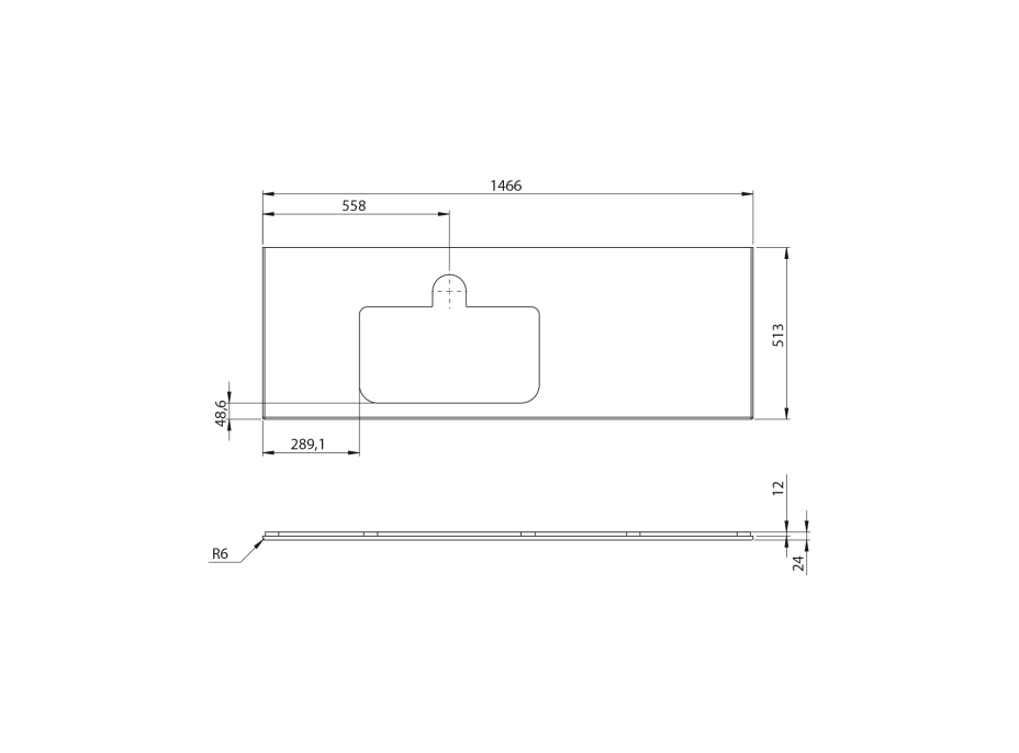 Sapho BRAHEA deska rockstone s otvorem 146, 6x51, 5cm, levá, bílá mat BT147-0101-L