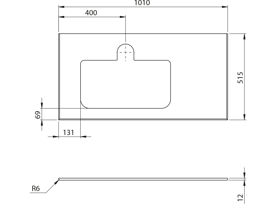 Sapho BRAHEA deska rockstone s otvorem 101x51, 5cm (80+20cm), levá, bílá mat BL101-0101-L-80