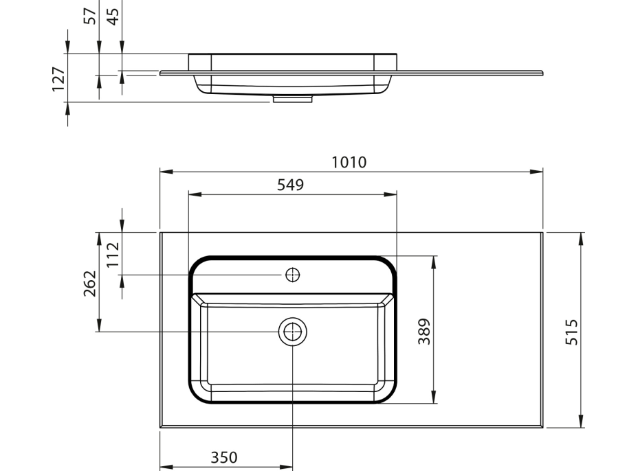 Sapho BRAHEA umyvadlo 101x51, 5cm (70+30cm), levé, bílá mat BL101-70L