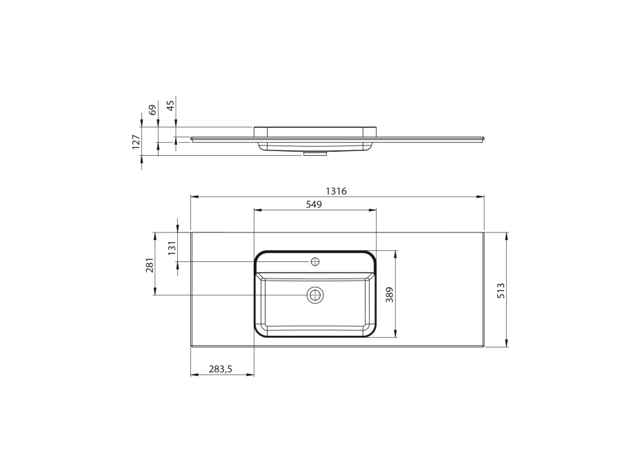 Sapho BRAHEA umyvadlo 131, 6x51, 5cm, rockstone, levé, bílá mat BT132L