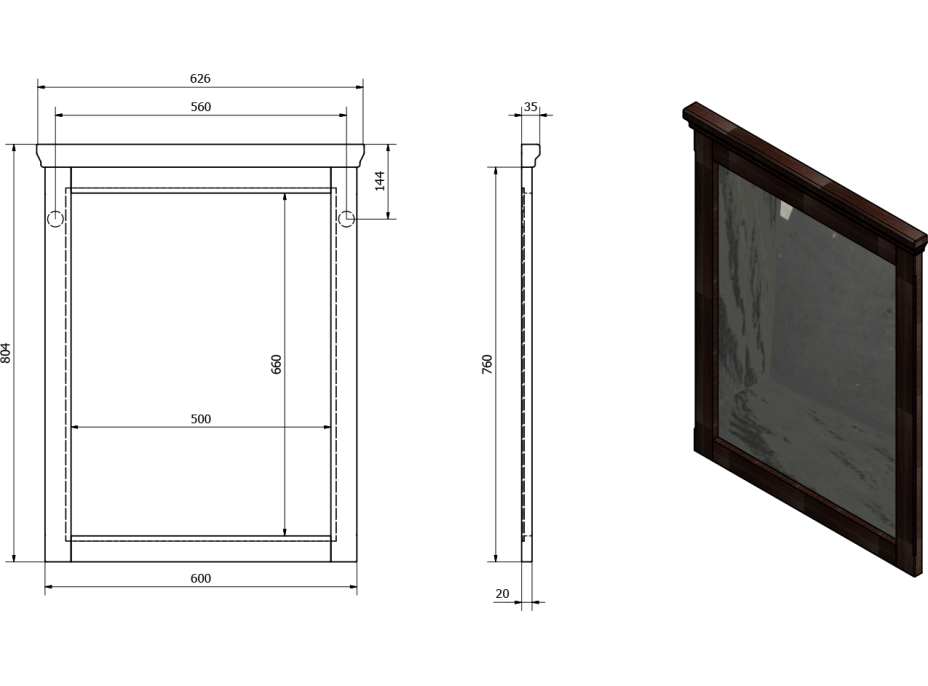 Sapho CROSS zrcadlo v dřevěném rámu 60x80cm, buk CR311