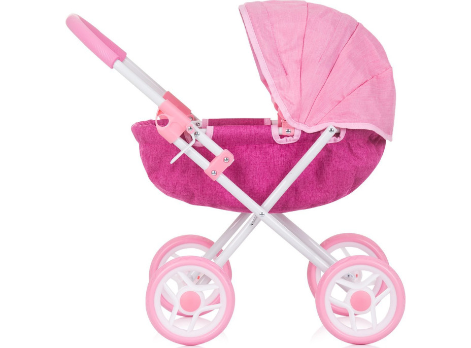 CHIPOLINO Hluboký kočárek pro panenky Daisy Pink linen