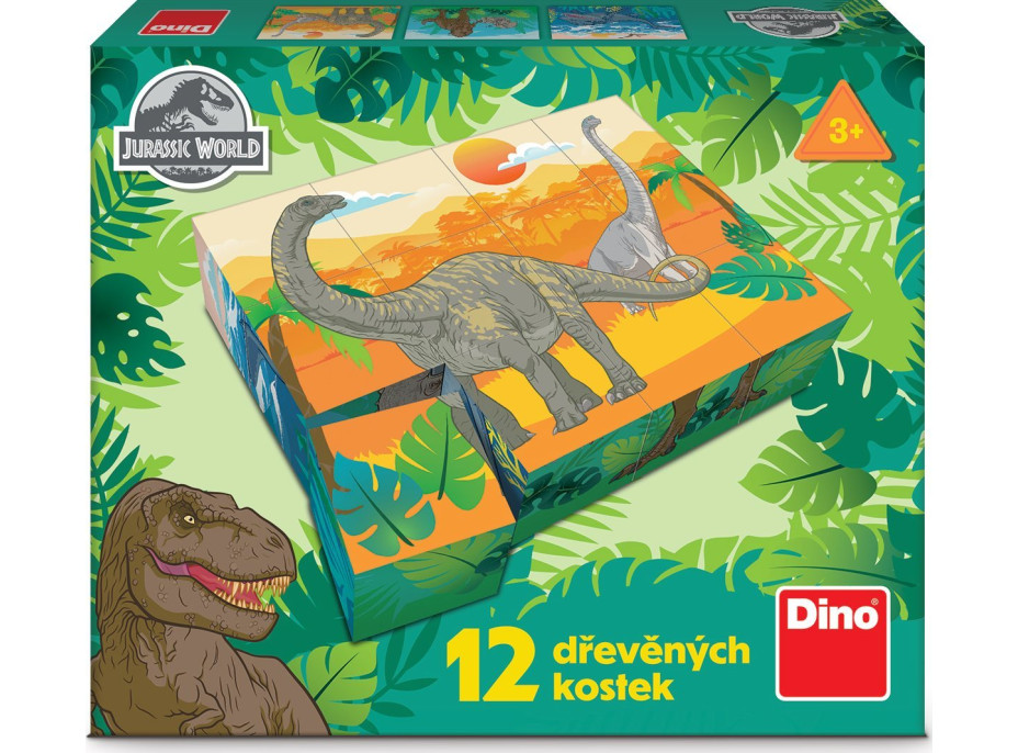 DINO Obrázkové kostky Jurský svět, 12 kostek