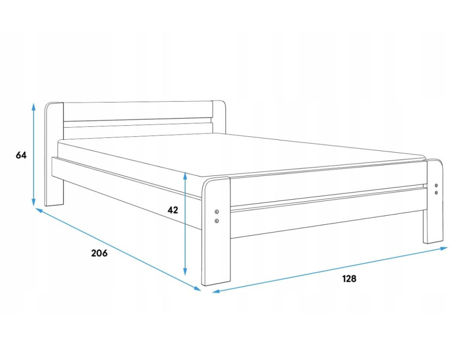 Postel z masivu borovice DAVE 200x120 cm - přírodní