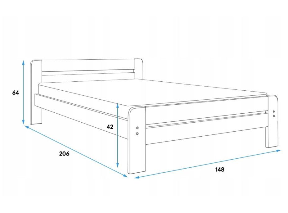 Postel z masivu borovice DAVE 200x140 cm - přírodní