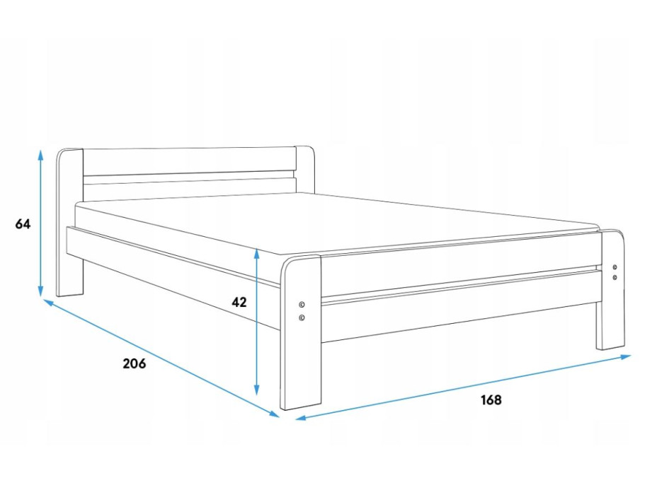 Postel z masivu borovice DAVE 200x160 cm - přírodní