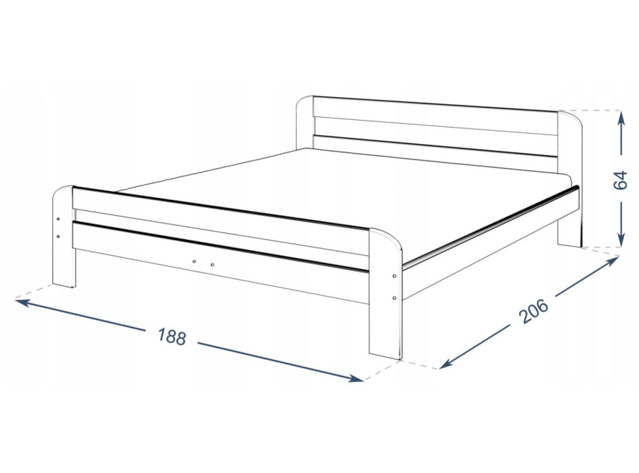 Postel z masivu borovice DAVE 200x180 cm - přírodní