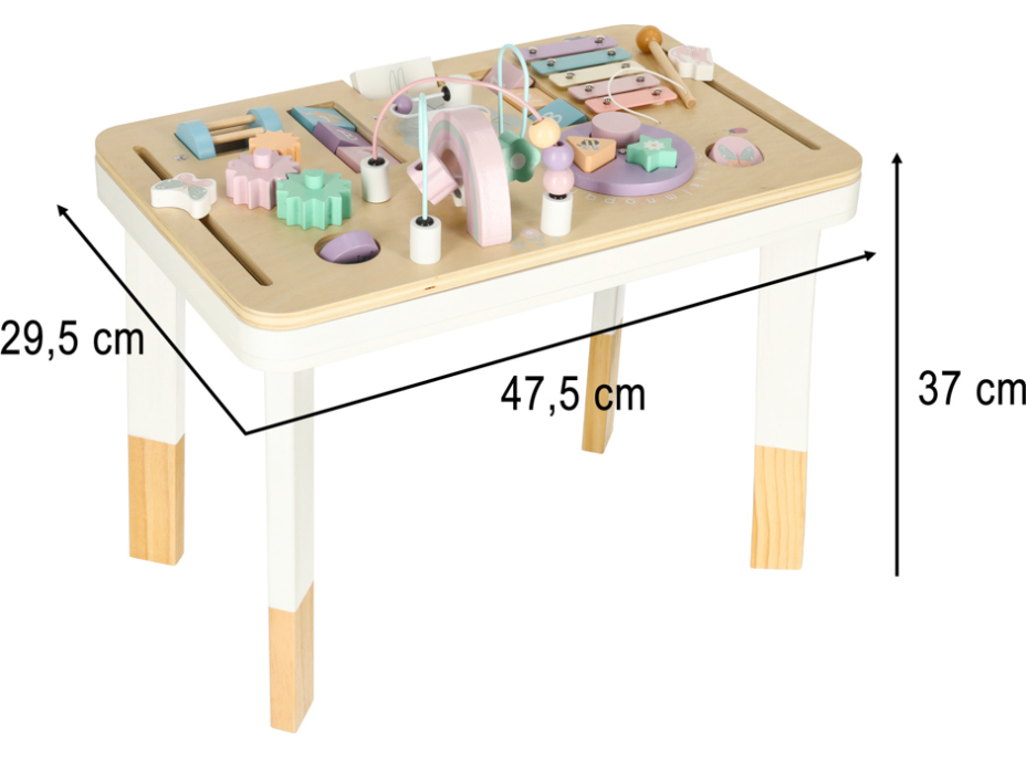 KIK Dřevěný interaktivní stolek Pastel