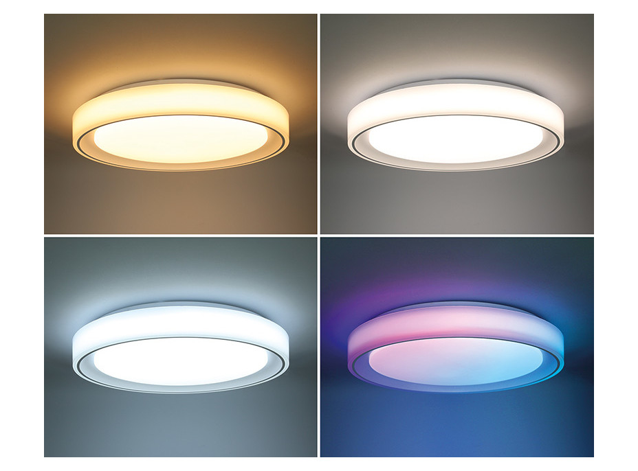 Solight LED osvětlení s dálkovým ovladačem Floco, 30W + 6W RGB, 2100lm, 40cm, změna chromatičnosti, stmívatelné