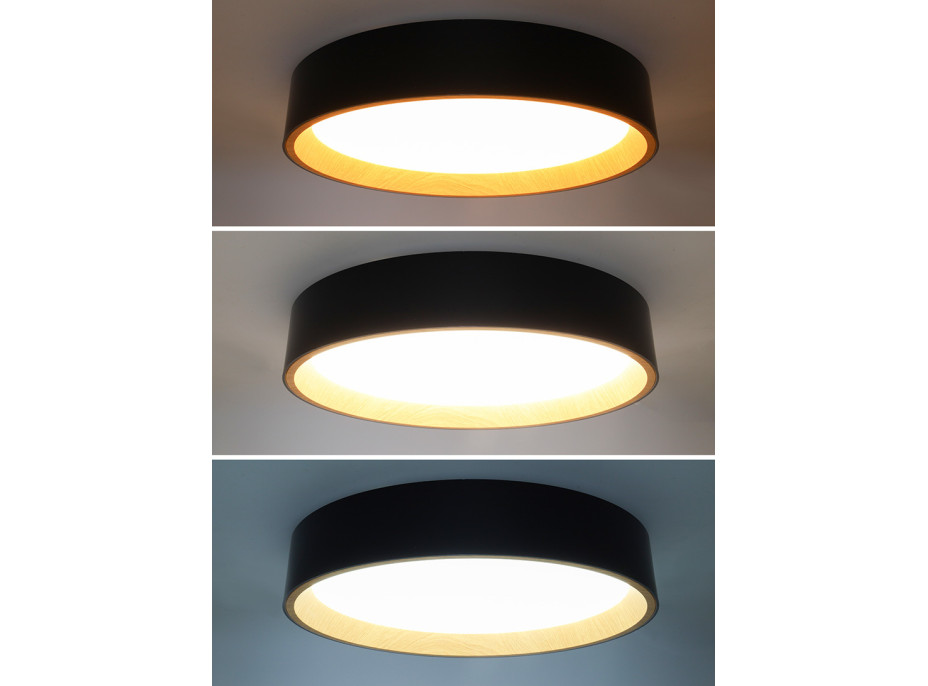 Solight LED osvětlení s dálkovým ovladačem Larios Black, 48W, 3360lm, 39cm, změna chromatičnosti, stmívatelné