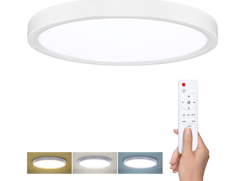 Solight LED osvětlení s dálkovým ovladačem Estela White, 36W, 2700lm, 30cm, změna chromatičnosti, stmívatelné