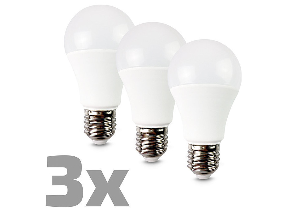 Solight LED žárovka 3-pack, klasický tvar, 10W, E27, 3000K, 270°, 900lm, 3ks v balení