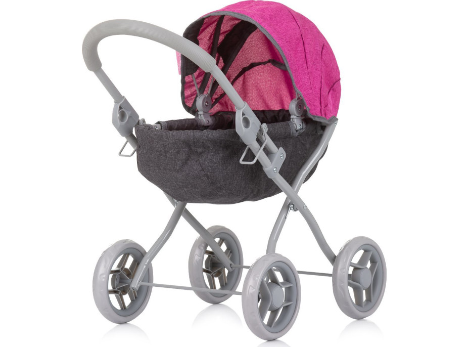 CHIPOLINO Hluboký kočárek pro panenky Daisy Grey,Pink linen