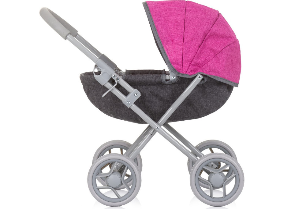 CHIPOLINO Hluboký kočárek pro panenky Daisy Grey,Pink linen