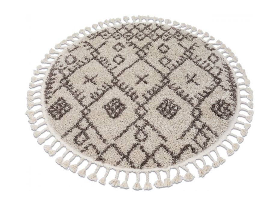 Kusový koberec Berber Tanger B5940 cream and brown kruh